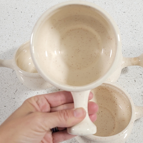 Vintage 84' Handmade French Onion Soup Bowls Set of 4 Retro Handcrafted Bowls - Picture 3 of 12